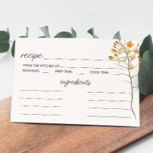 Tarjeta de receta de Boda de floral de vendimia
