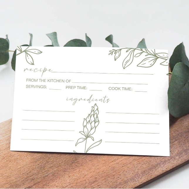 Pequeña Tarjeta de Receta de Boda de Flores de Salvia Boho (Subido por el creador)