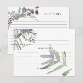 Pequeña Tarjeta de receta de boda de lavanda con flores si
