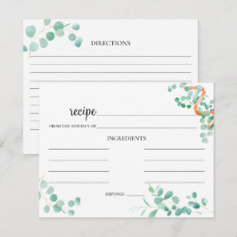 Pequeña Tarjeta de receta de boda elegante de eucalipto ve