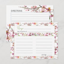 Tarjeta de receta de boda elegante flor de cerezo 