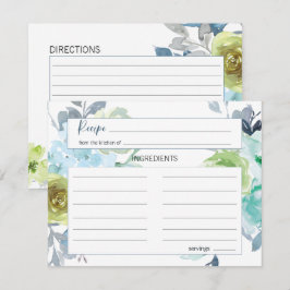 Pequeña Tarjeta de Receta de Boda Floral Amarillo Azul Cla