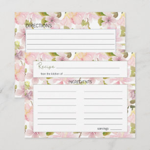 Pequeña Tarjeta de Receta de Boda Floral de Magnolia con R