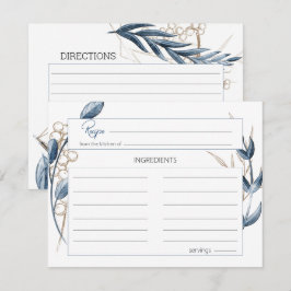 Pequeña Tarjeta de Receta de Boda Floral Moderna Azul Dora