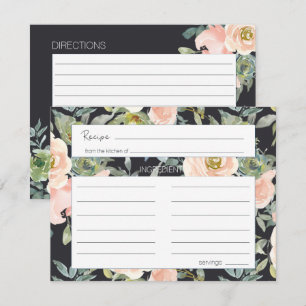 Pequeña Tarjeta de receta de boda floral pastel verde melo