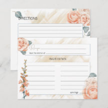 Tarjeta de Receta de Boda Floral Rosa Boho Moderna