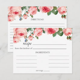 Pequeña Tarjeta de Receta de Boda Floral Rosa Sonrojado