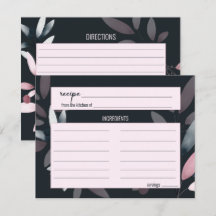 Tarjeta de receta de boda floral suave elegante ro