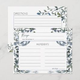 Pequeña Tarjeta de Receta de Boda Floral Verde Plateado Sa