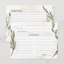 Pequeña Tarjeta de Receta de Boda Floral Verde Sage Dorado
