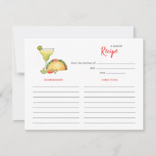 Pequeña Tarjeta de receta de despedida de soltera de Taco 