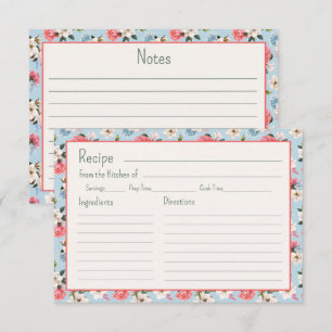 Pequeña Tarjeta de Receta de Flores de Jardín de Cabaña