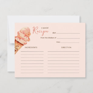Pequeña Tarjeta de receta de helado rosa linda para fiesta