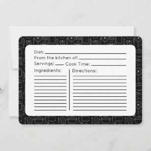 Pequeña Tarjeta de Receta de Herramientas de Cocina Modern