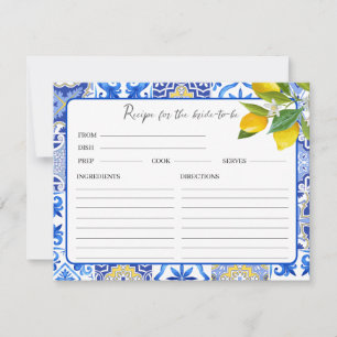 Pequeña Tarjeta de receta de la ducha de la novia Lemon ma