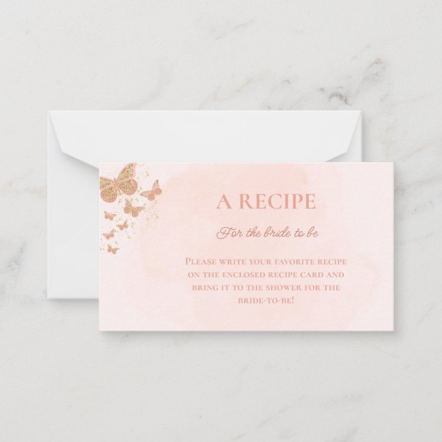 Pequeña Tarjeta de receta de mariposas para duchas de novi (Anverso)
