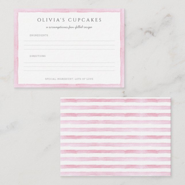 Pequeña Tarjeta de receta de pastel de cumpleaños rosa acu (Anverso / Reverso)