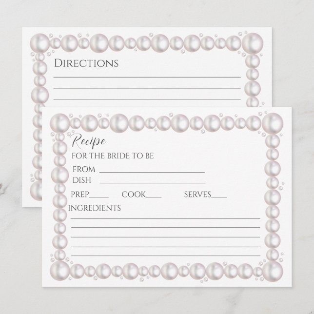 Pequeña Tarjeta de receta de Pearl and Prosecco bridal duc (Anverso / Reverso)