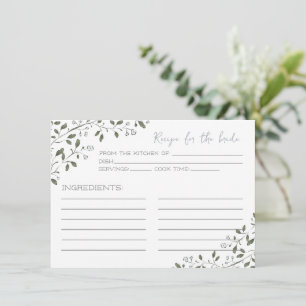 Pequeña Tarjeta de receta de Rama Floral Azul para la novi
