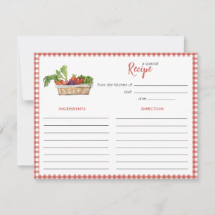 Pequeña Tarjeta de receta de verduras rústicas para desped