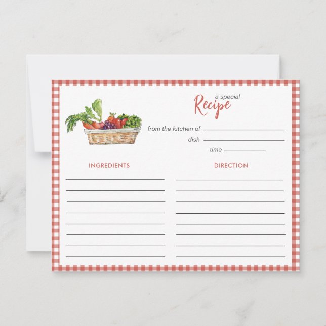 Pequeña Tarjeta de receta de verduras rústicas para desped (Anverso)