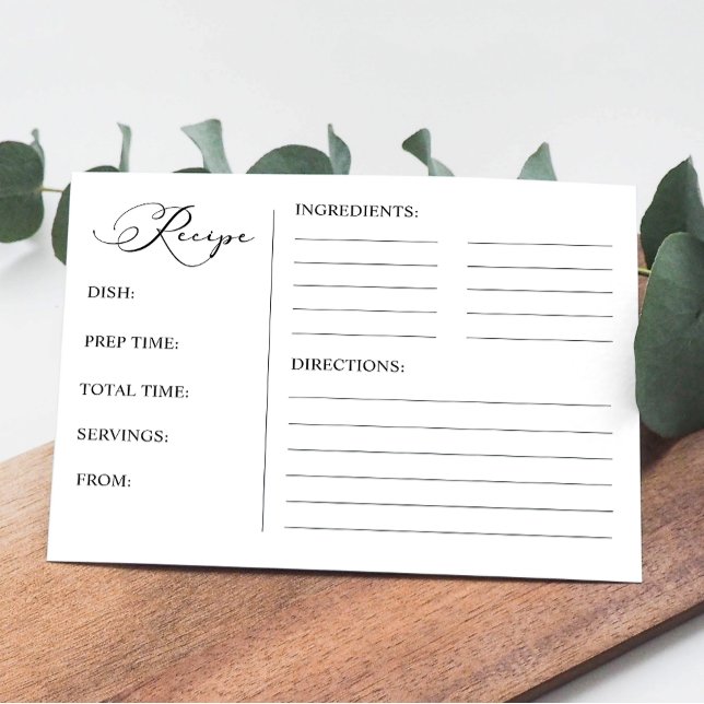 Pequeña Tarjeta de Receta Nupcial de Letra Script Moderna  (Subido por el creador)
