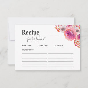 Pequeña Tarjeta de receta para la ducha de novia de flores