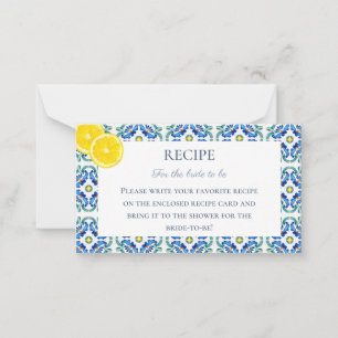 Pequeña Tarjeta de receta siciliana para ducha de novia