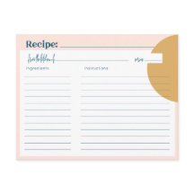 Tarjeta de recetas Boho Rubor & Mustard Premium