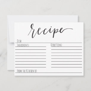 Pequeña tarjeta de recetas simple