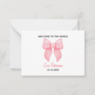 Pequeña Tarjeta de Recién nacido personalizada, niña de be