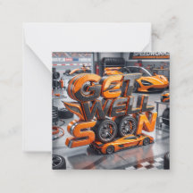 Tarjeta de Recupérate Pronto para Amante de Autos