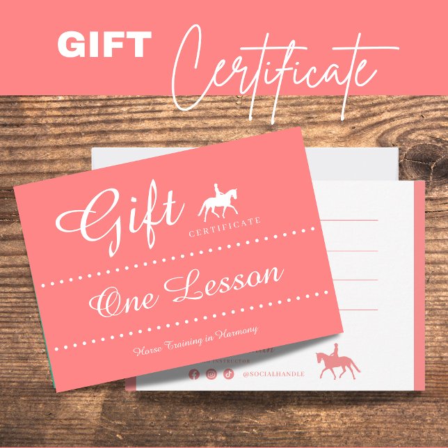 Pequeña Tarjeta de regalo de certificado de equitación (Horse Riding Gift Certificate Gift Card)