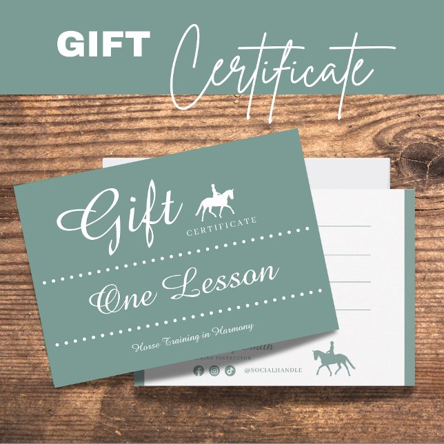 Pequeña Tarjeta de regalo de certificado de equitación (Horse Riding Gift Certificate Gift Card)