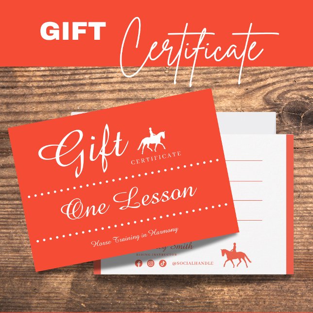 Pequeña Tarjeta de regalo de certificado de equitación (Horse Riding Gift Certificate Gift Card)