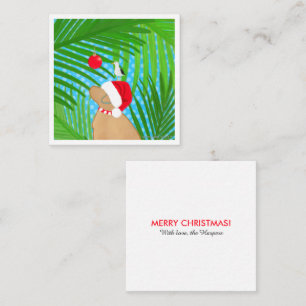 Pequeña Tarjeta de regalo plana Tropical Golden Dog Santa