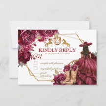 Tarjeta de respuesta Burgundy Gold Charra Horse Qu