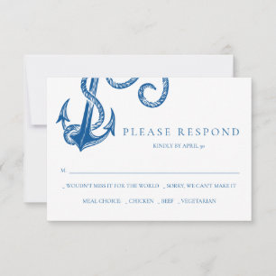 Pequeña Tarjeta de respuesta de anclaje azul náutico