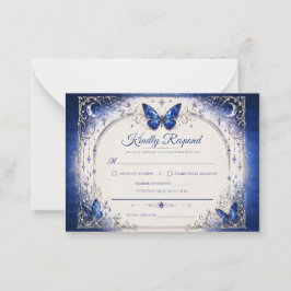 Pequeña Tarjeta de respuesta de boda Alas de Zafiro Celest