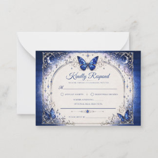 Pequeña Tarjeta de respuesta de boda Alas de Zafiro Celest
