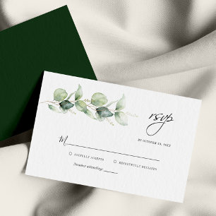 Pequeña Tarjeta de respuesta de boda con vegetación de euc