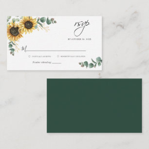 Pequeña Tarjeta de respuesta de boda floral de girasol de