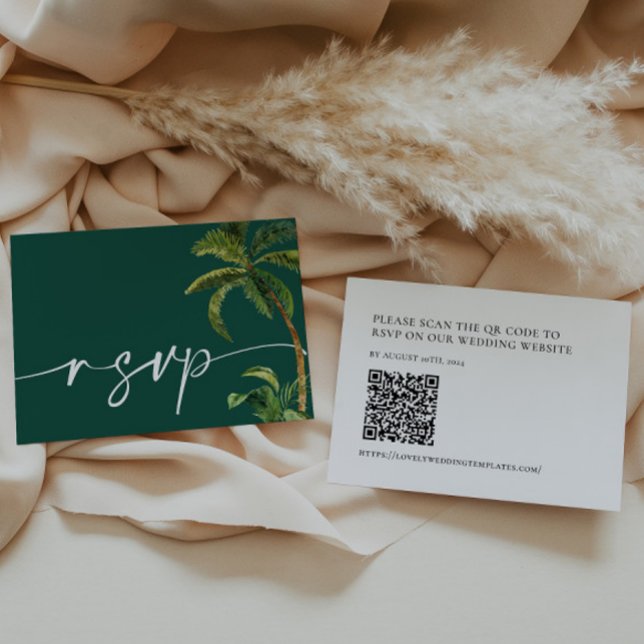 Pequeña Tarjeta de respuesta de código QR Boda tropical (Subido por el creador)
