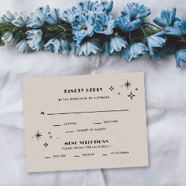 Pequeña Tarjeta de respuesta para boda celestial Black Moo