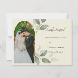Pequeña Tarjeta de respuesta para boda de acuarela de vege