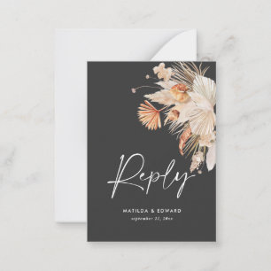Pequeña tarjeta de respuesta RSVP pampas grass bohemias de