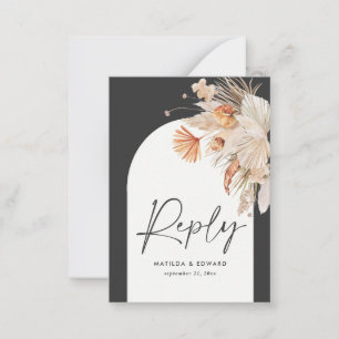 Pequeña tarjeta de respuesta RSVP pampas grass bohemias de
