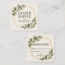 Tarjeta de rifa de pañales Botani verde salvia Bab