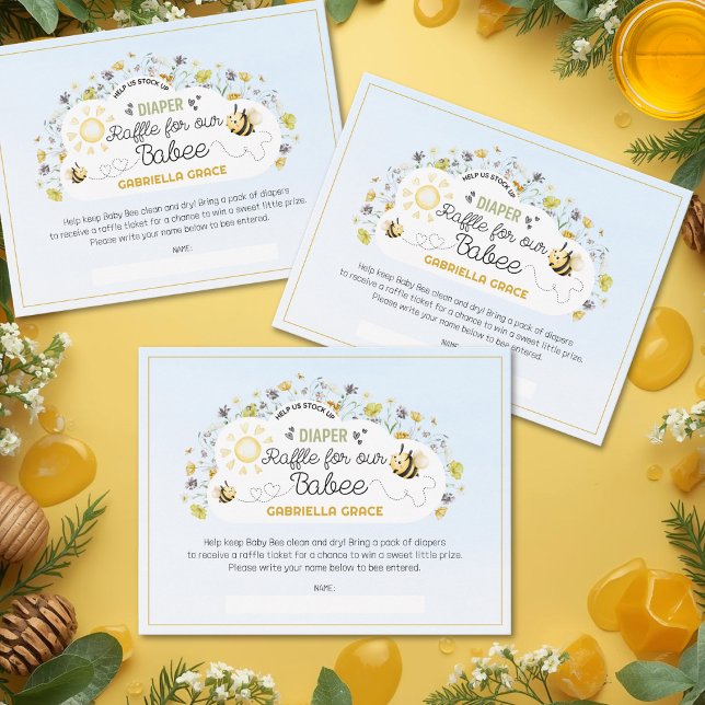 Pequeña Tarjeta de rifa de pañales con tema de abeja (Subido por el creador)