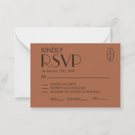 Pequeña Tarjeta de RSVP de boda minimalista de terracota c